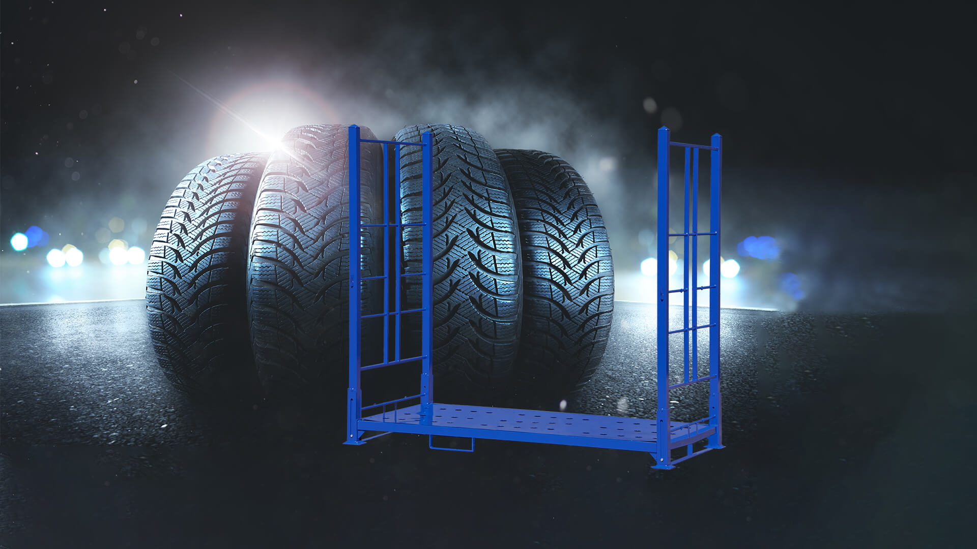 Slightly buckled base prevents tires from falling out