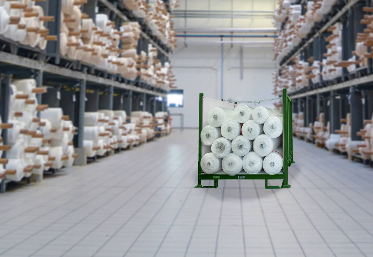 The textile container is specially designed to meet the needs of customers in the textile and roll goods sector